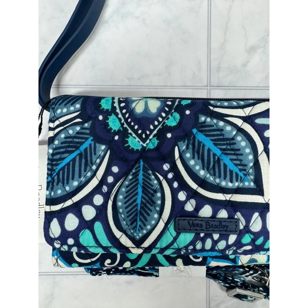 Vera Bradley RFID All in One Crossbody Blue Island Medallion Wallet NWT